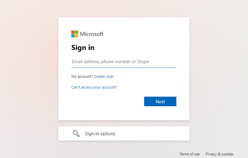 phishing landing page that the target sees